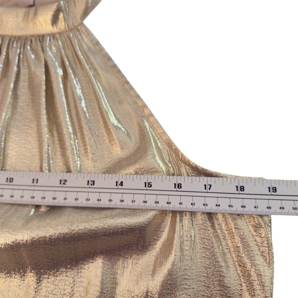 Trina Turk Gold Metallic Halter Top w/ Side Tie –NWOT Size M - Picture 9 of 12